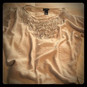 LB gray cold shoulder beaded top